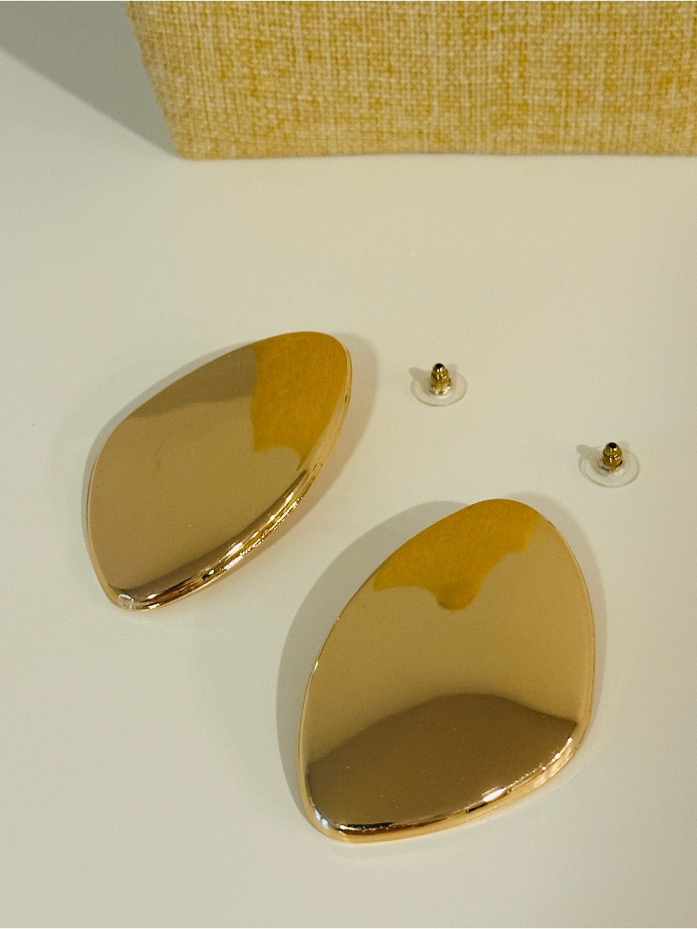 Fashion Jewelry Polished Gold Organic Oval Drop Statement Earrings